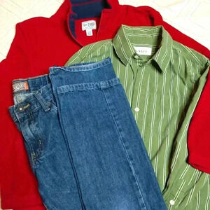 Boys Old Navy & Children's Place Bundle 10/12, Red Fleece, Dress Shirt & Jeans
